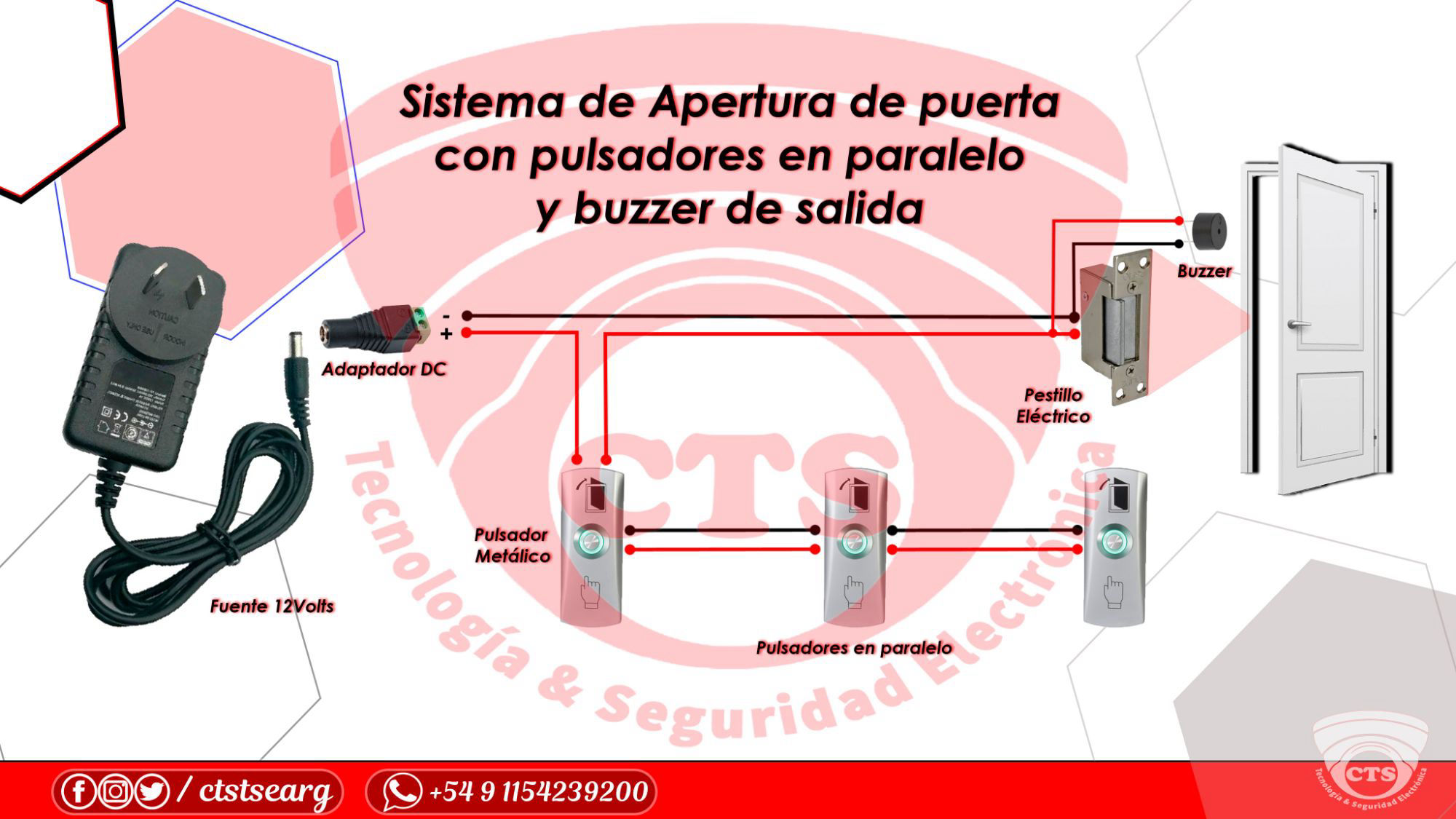 Sistema de Apertura con pulsadores de salida y buzzer !!!