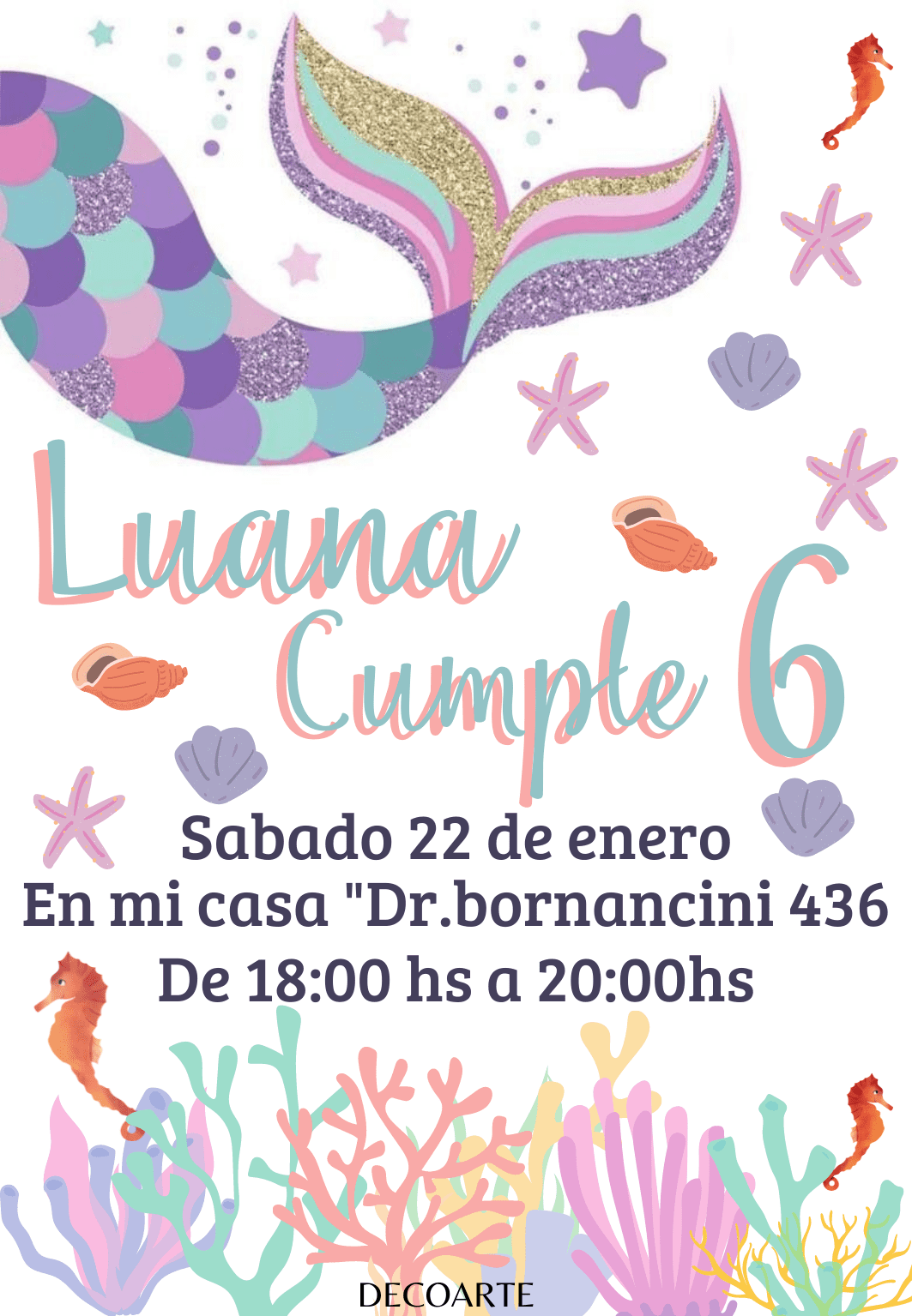 TARJETA INVITACIÓN PARA CUMPLE