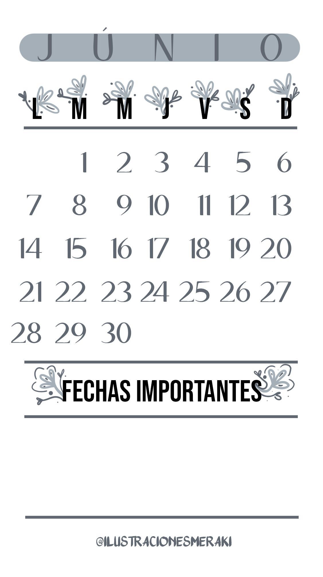 Calendario JUNIO