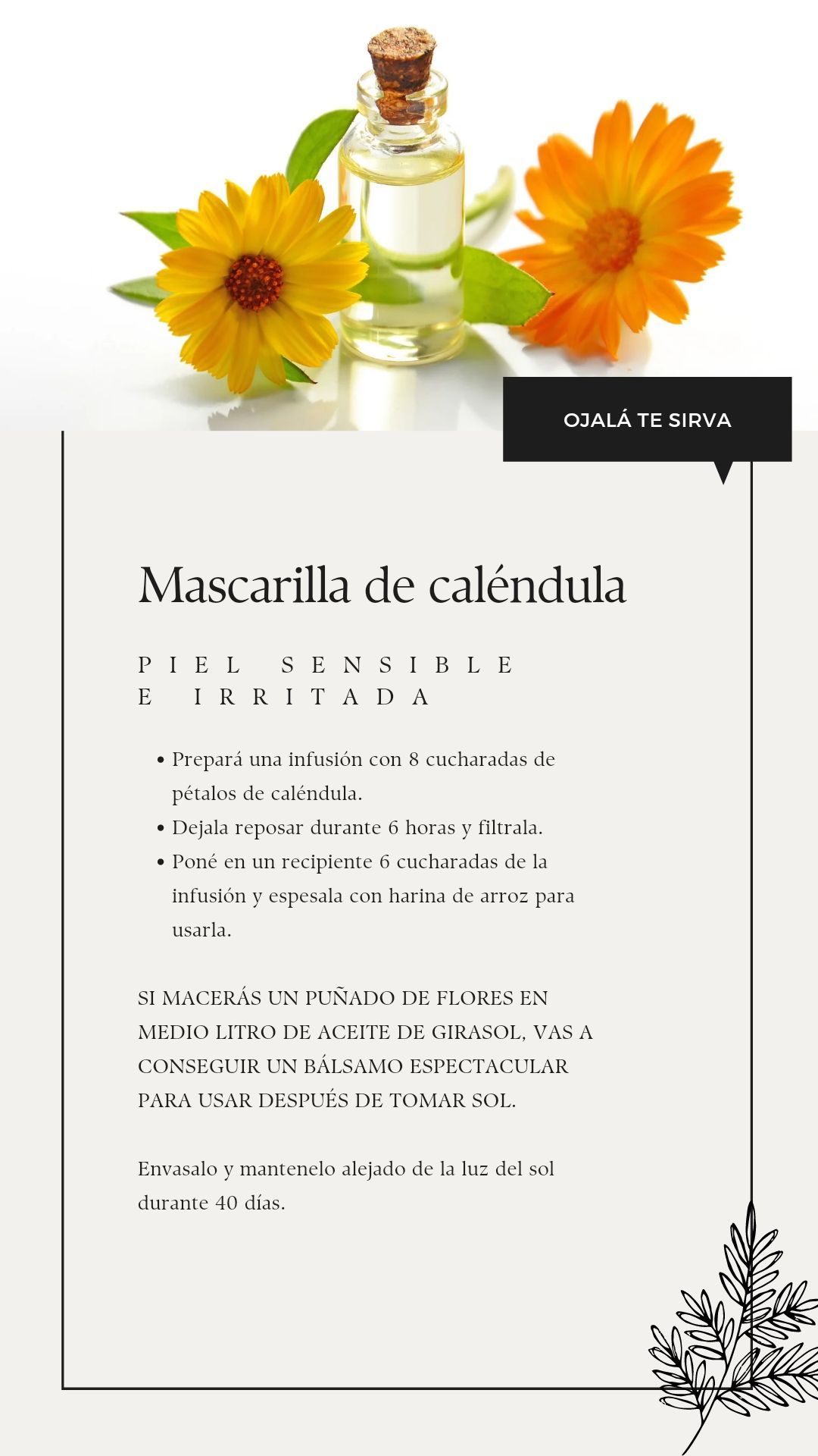 Mascarilla de caléndula